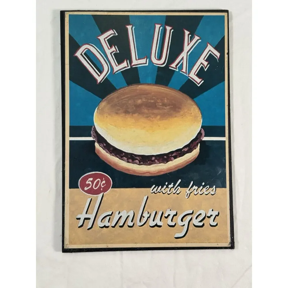 2 Retro Vintage 3D Ceramic Wall Decor‎ French Fries And Hamburgers